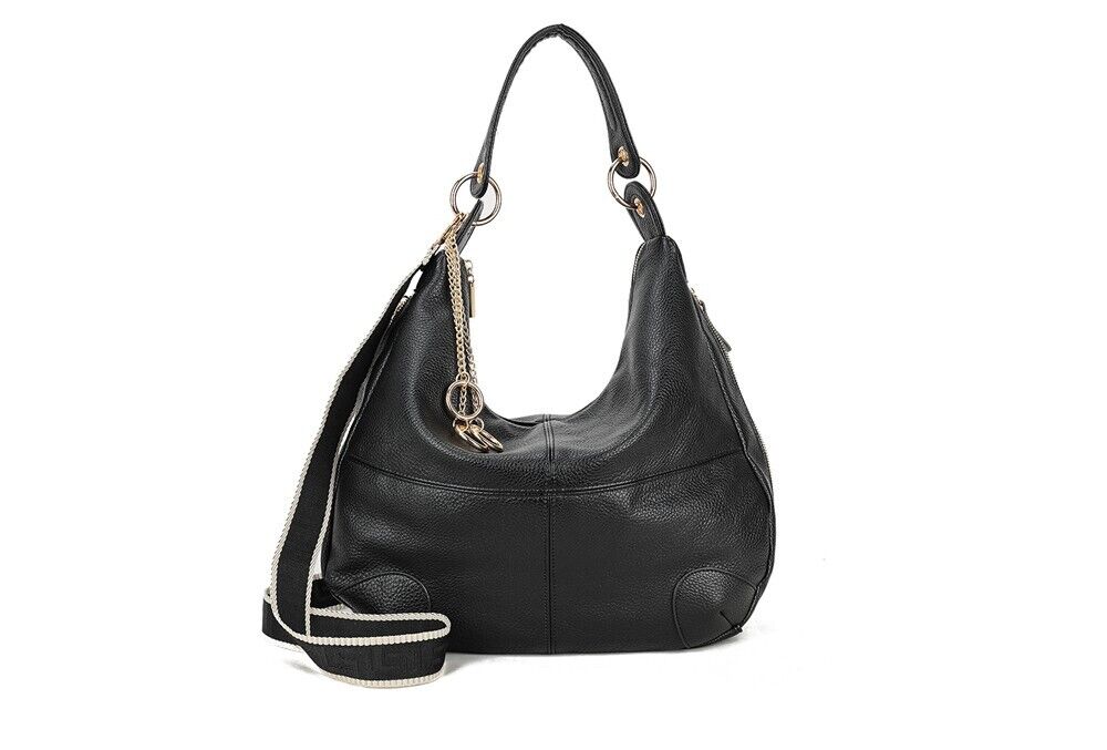 Long & Son Ladies Black Shoulder Bag Faux Leather Large Handbag