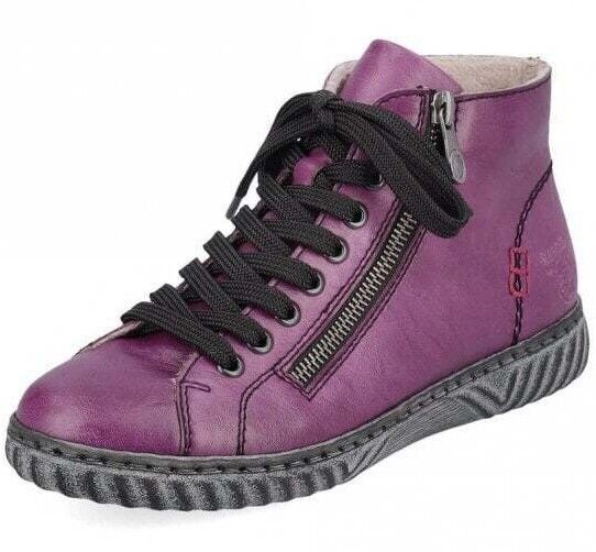 Rieker Ladies Purple Lace/Zip Up Faux Fur Lined Sneaker Style Ankle Boot N0921