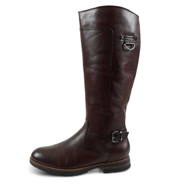 Tamaris 25603 Mocca Brown Premium Leather Memory Foam Zip Up Riding Boots