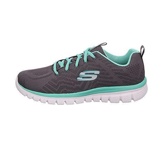 Skechers Graceful Get Connected Grey/Green Womens Trainers Memory Foam Lace Up