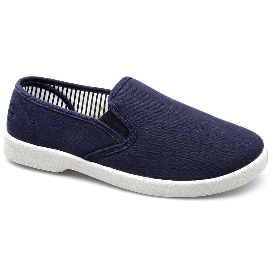 Dr Keller Mens Navy Yacht Canvas Elasticated Slip On Lightweight Casual Shoes