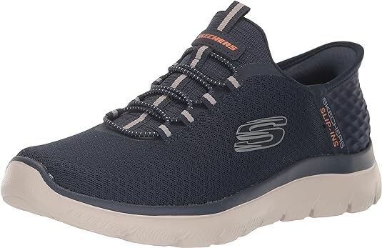 Skechers Slip Ins High Range Mens Navy Wide Fit Bungee Hands Free Vegan Trainers