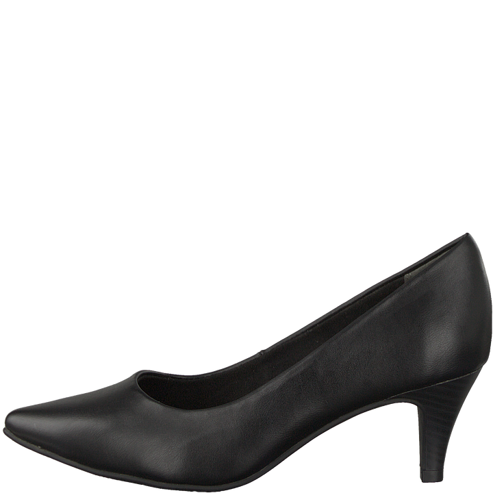 Tamaris 22445 Smooth Black Smart Low Kitten Heel Court Shoes Cabin Crew Office