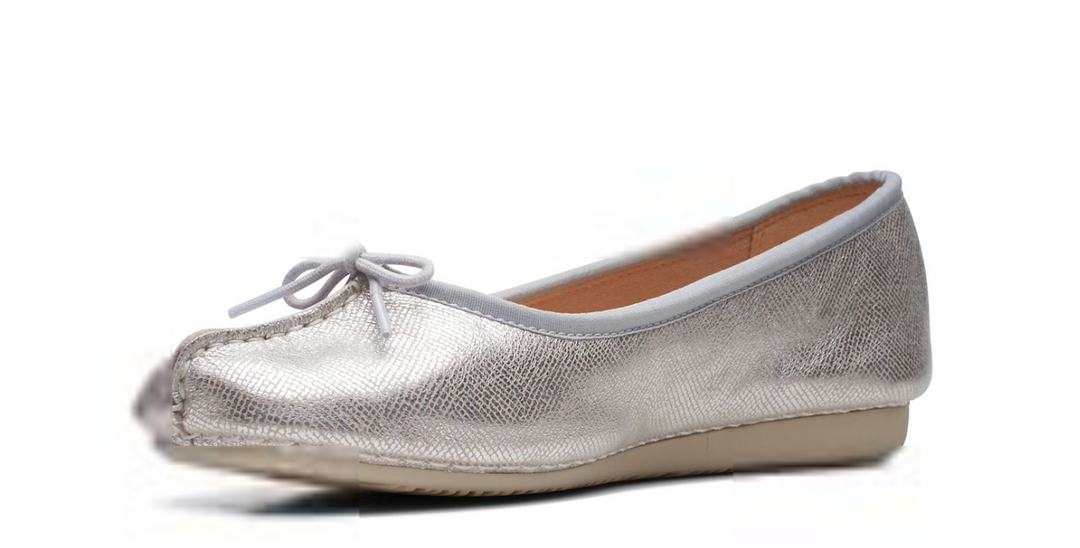 Clarks Freckle Ice Ladies Leather Casual Slip On Shoes D Fitting Silver Metallic