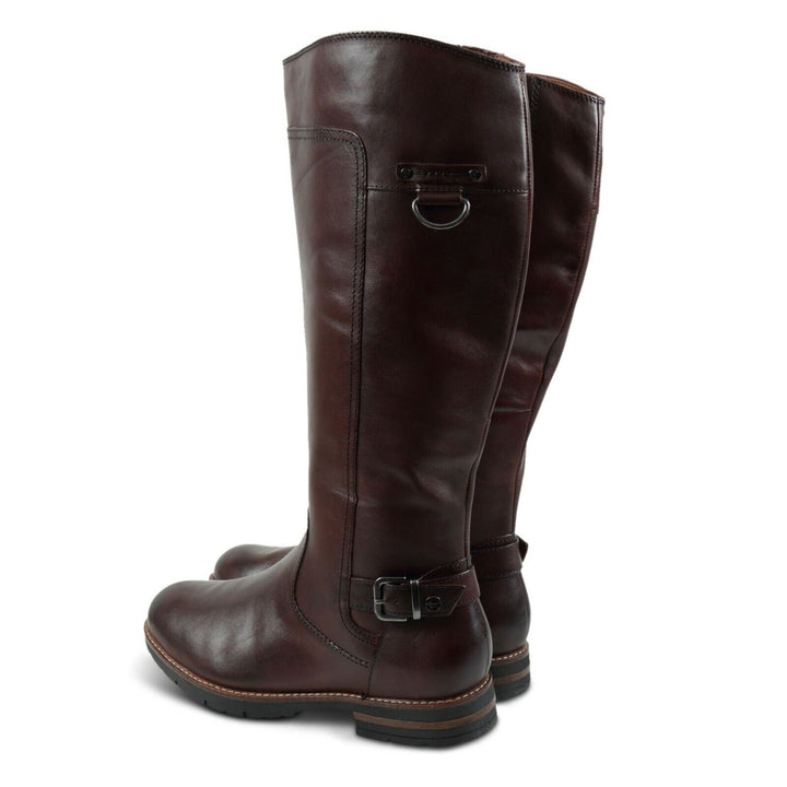 Tamaris 25603 Mocca Brown Premium Leather Memory Foam Zip Up Riding Boots