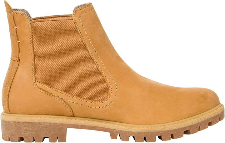 Tamaris 25401 Ladies Corn Yellow Nubuck Leather/Textile Touch It Pull On Warm Lined Chelsea Boots