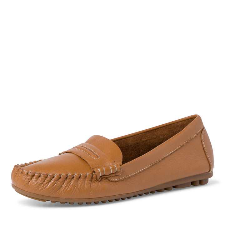 Tamaris 24205 Ladies Tan Soft Leather Moccasin Upper & Lined Light Weight Shoes