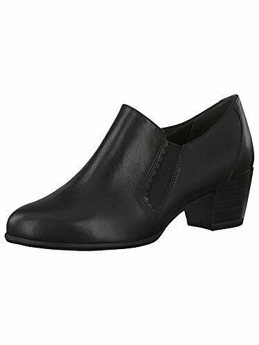 Tamaris 24400 Ladies Black Leather Court Shoes Trouser Shoe Cuban Heel Boots