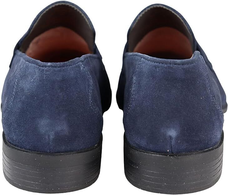 Frank Wright Palmer Mens Navy Suede Leather Tassel Slip On Brogue Detail Loafers