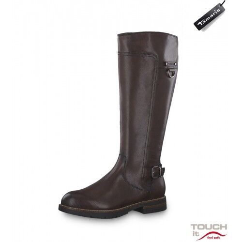 Tamaris 25603 Mocca Brown Premium Leather Memory Foam Zip Up Riding Boots