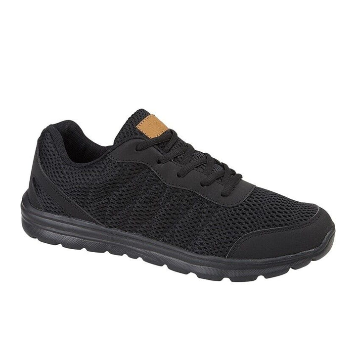 Dek T686 Mens Black Mesh Lightweight Memory Foam Lace Up Trainers Gym Sports