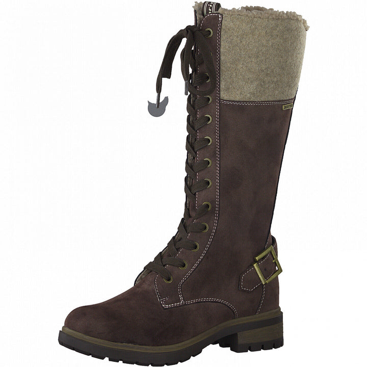 Tamaris 26249 Brown Water Resistant High Leg Nubuck Inside Zip Boots