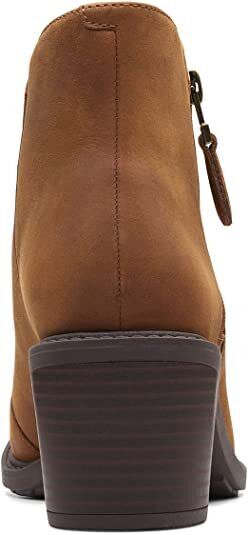 Clarks Scene Zip Womens Waxy Dark Tan Leather/ Snake Print Outer Zip Fastening Block Heel Boots