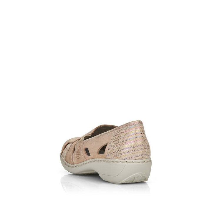 Rieker 41385 Ladies Beige Leather Nubuck Elasticated Gusset Slip On Shoes