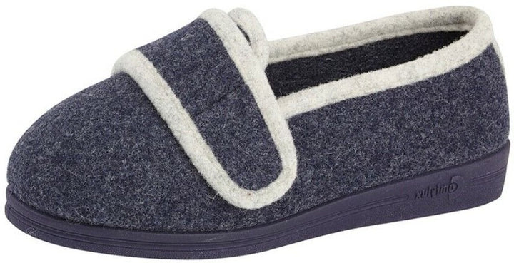 Comfylux Ladies LS294 Eliza Blue SUPER EEEE WIDE Fitting Touch Fasten Slippers