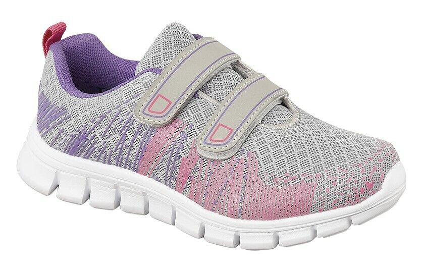 Dek T885 Shard Infant Girls Trainers Superlight Grey Lilac Pink Double Strap