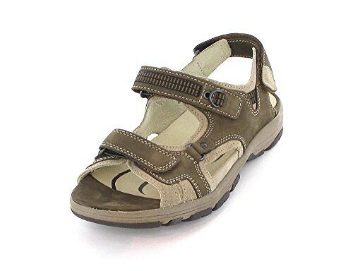 Waldlaufer Herki Ladies Wide Fit Taupe Nubuck Touch Fasten Orthotic Sport Sandals