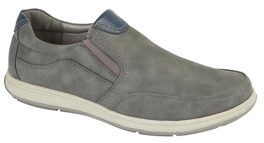 Scimitar M353 Grey Nubuck Twin Elastic Gusset Slip On Casual Comfort Shoes