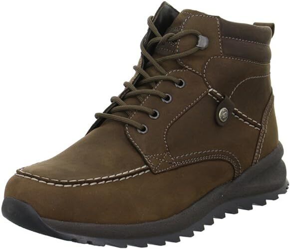 Waldlaufer Tex Helle Mens Wide Fit  Brown Waxy Leather Waterproof Lace/Zip Up Ankle Boot With Removable Insoles