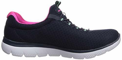 Skechers Summits Womens Navy/Hot Pink Mesh Pull On Bungee Trainers With Memory Foam