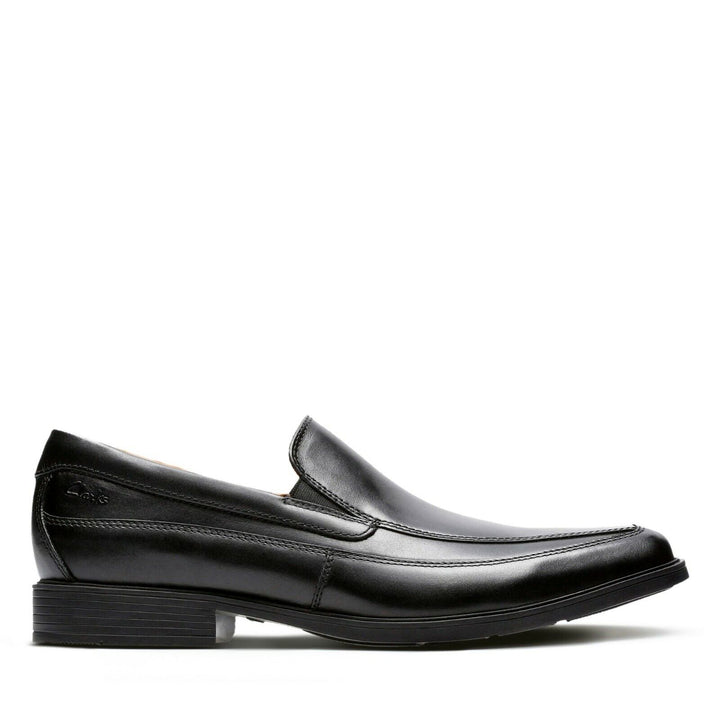 Clarks Tilden Free Mens Black Leather WIDE FIT (H) Slip On Loafers Formal Shoes