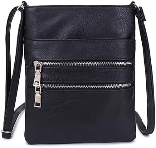 Long & Son London Ladies Black Soft Crossbody Handbag With Adjustable Strap