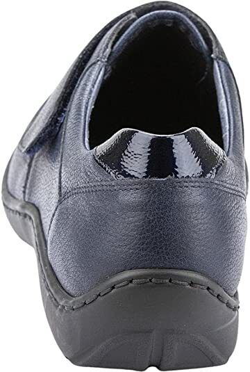 Waldlaufer Henni 496H31 Navy Leather/Textile WIDE FIT Floral Touch Fasten Shoes