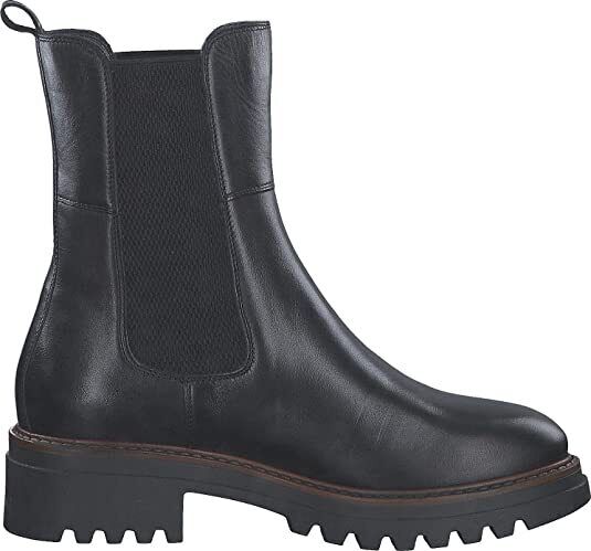 Tamaris 25433 Ladies Black Leather Touch It Footbed Pull On Chelsea Boots