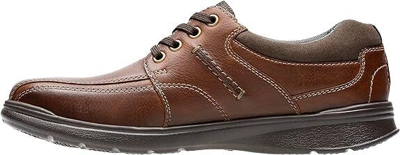 Clarks Cotrell Walk Wide H Fit Mens Tobacco Leather Lace Up Cushioned Shoes