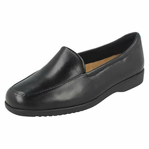 Clarks Georgia Wide EE Fit Ladies Black Leather Loafer Moccasin Slip On Shoes