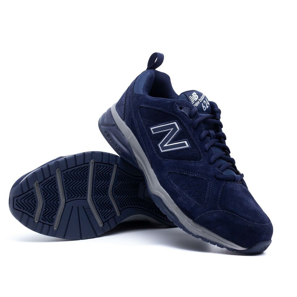 Men's New Balance Wide Fit "EE" Navy Lace Up Suede Leather Trainers MX624NV4