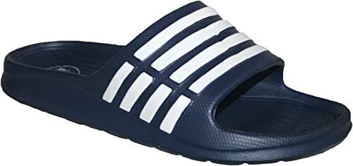 Urban Jacks Mens Women's Navy & White Striped Slider Flip Flop Sandal Slippers