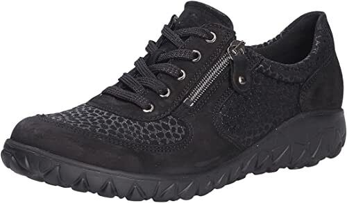 Waldlaufer Havy H89001 Black Nubuck Leather Ortholite Lace Up Shoes With Zip