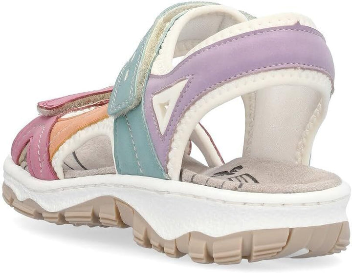 Rieker Fabric Double Touch Fasten White/ Multi Coloured Sports Trekking Sandals