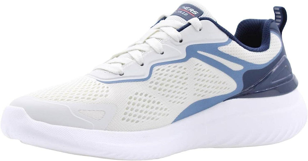 Skechers Bounder Andal  Mens White/Navy Ultra Light Memory Foam Lace Up Trainers