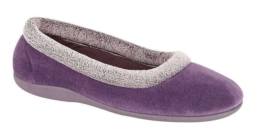 Sleepers Julia Ladies Purple Warm Lined Memory Foam Faux Fur Soft Ballet Slippers