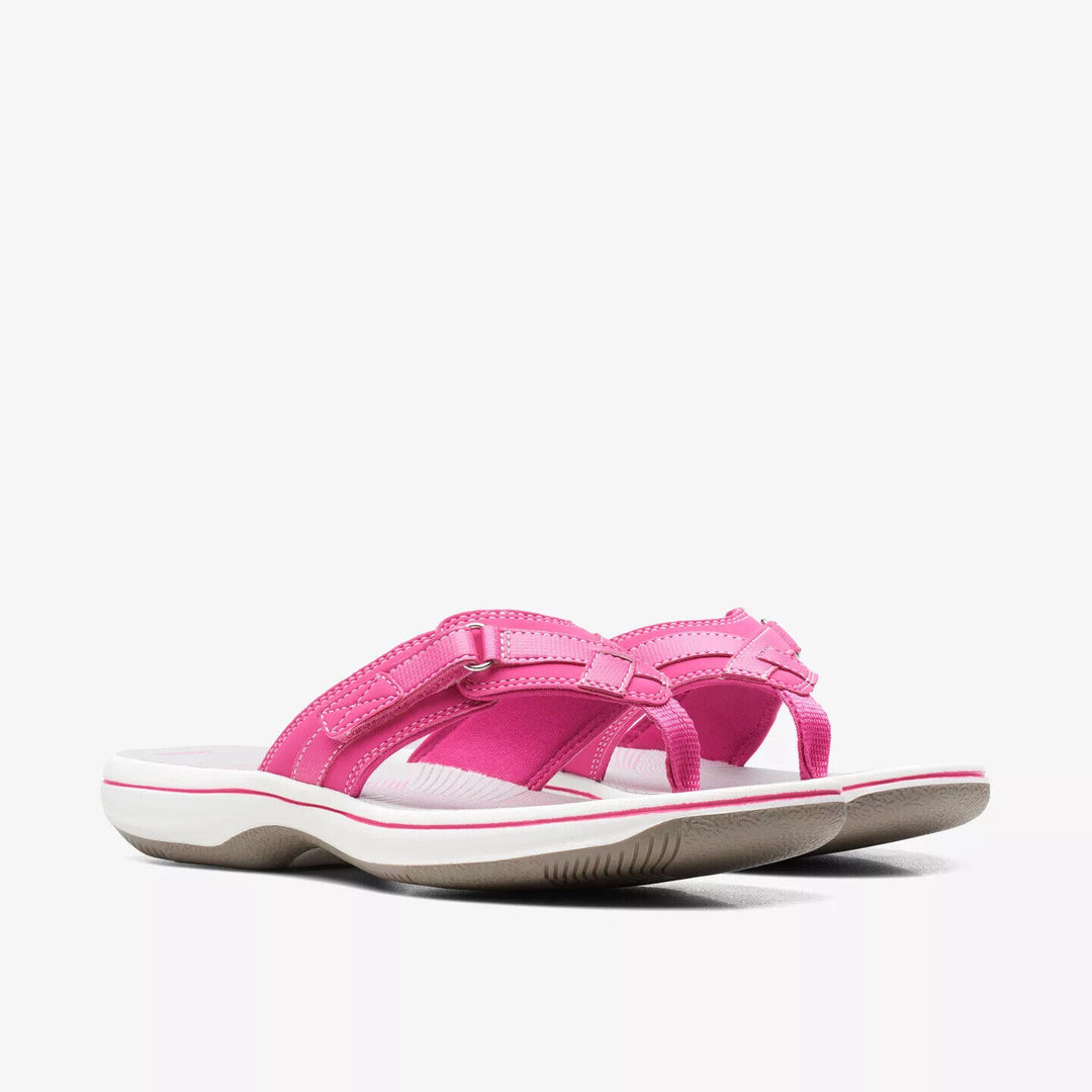 Clarks Brinkley Sea Ladies Fuchsia Adjustable Toe Post Flip Flop Sandals