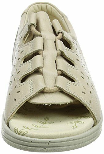 Padders Coastline Womens Beige Soft Leather Lace Up Sandals EXTRA WIDE FIT (EE)