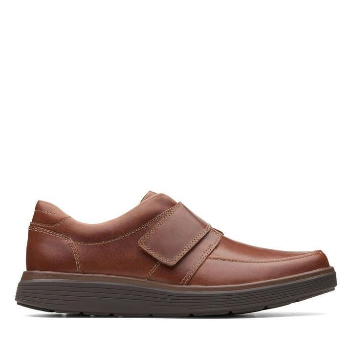 Clarks Un Abode Strap Tan Brown Leather WIDE FIT Lightweight Shoes With velcro Strap