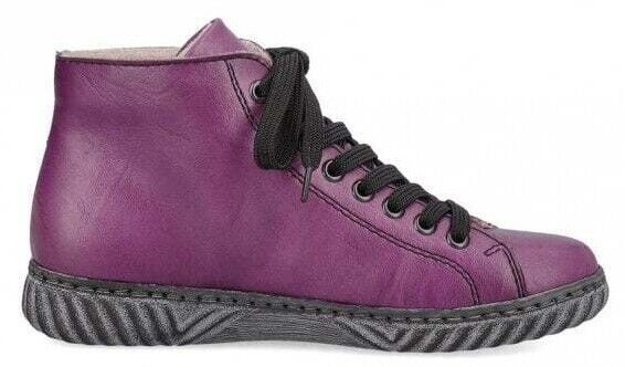 Rieker Ladies Purple Lace/Zip Up Faux Fur Lined Sneaker Style Ankle Boot N0921