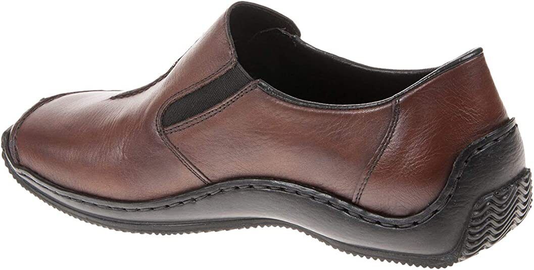 Rieker L1751 Womens Leather Elastic Gusset Antistress  Slip On Casual Cognac Shoe