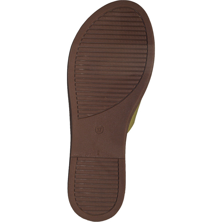 Tamaris 27135 Ladies Lime Leather Slider Mule Sandals Touch It Comfort Footbed