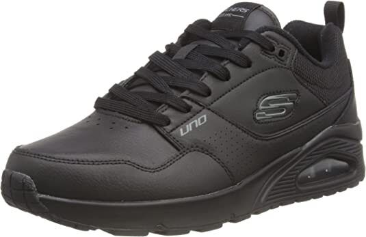 Skechers Uno  Suroka Mens Black Leather Air-Cushioned Midsole Lace Up Trainers