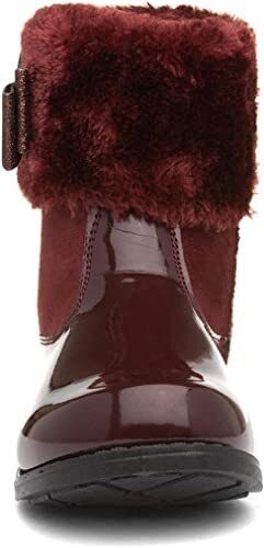 Chatterbox Jane Girls Burgundy Patent Winter Boots Faux Fur Sparkly Bow Trim