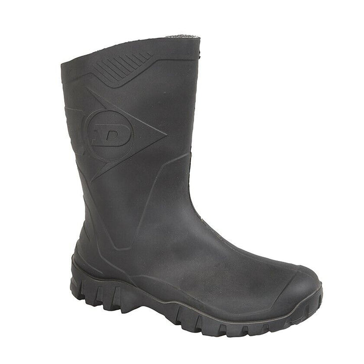 Dunlop Dee Unisex Black 3/4 Length Wellies Wide Calf Wellington Boots