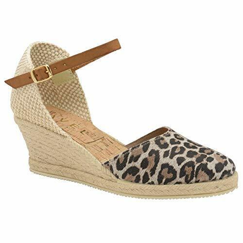 Ravel Etna Ladies Leopard Espadrille Wedge Suede Leather Sandals Cork & Buckle