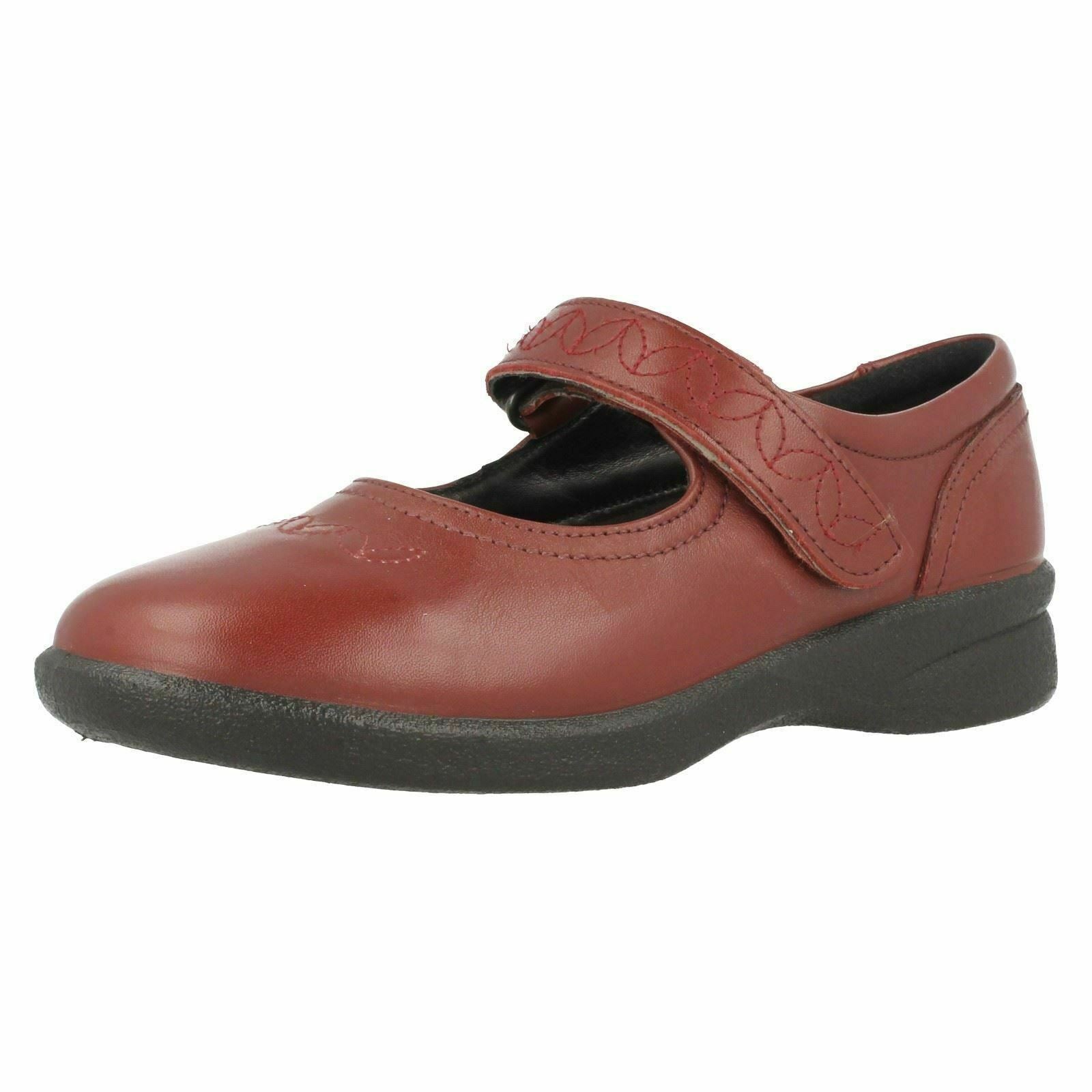 Padders SPRITE 2 Ladies Red Leather WIDE FIT 3E 4E Flat Casual Mary Jane Shoes