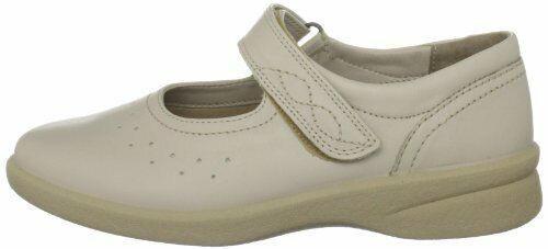 Padders Rebecca Beige Leather Extra Wide Fitting (EE) Mary Jane Shoes With Strap