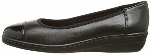 Padders Fearne Black Leather EXTRA WIDE EE Ballet Pump Slip On Shoe