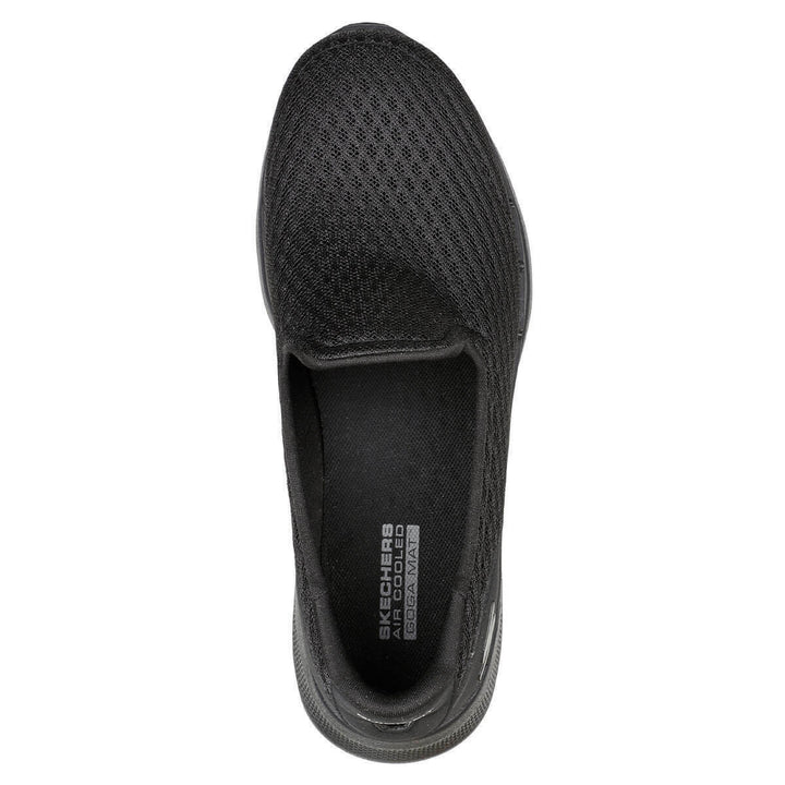 SKECHERS GO WALK 6 Big Splash Black Memory Foam Slip On Washable Trainers